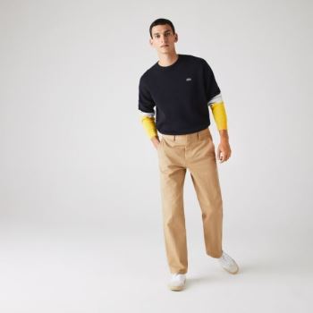 Lacoste Lacoste LIVE Standard Fit Pleated Cotton Chino Pants Pánské - Kalhoty Béžový | CZ-ue5iGi